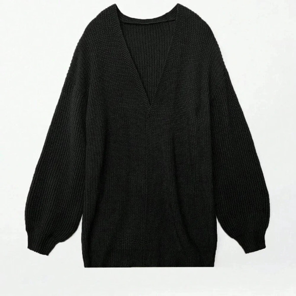 Black Casual Women's Drop Shoulder Open Front Cardigan - Picture 8 of 8